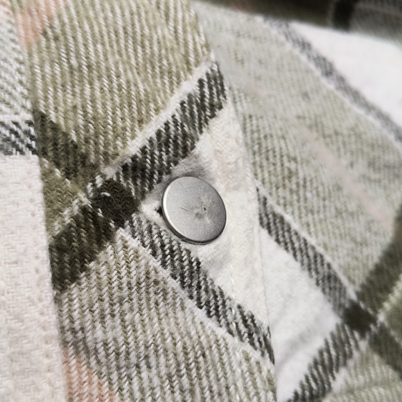 Wonder Nation Shacket Green White Plaid Thick Flannel Sz LG 10-12 Kid Unisex - Picture 8 of 14